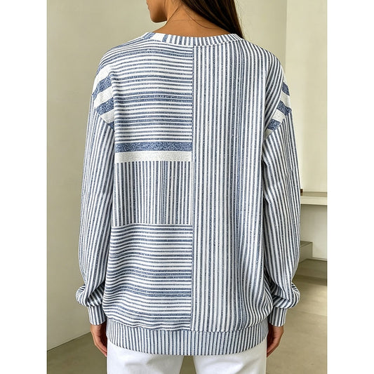Adelaide | Bluza w paski z blokami kolorów i okrągłym dekoltem 1
