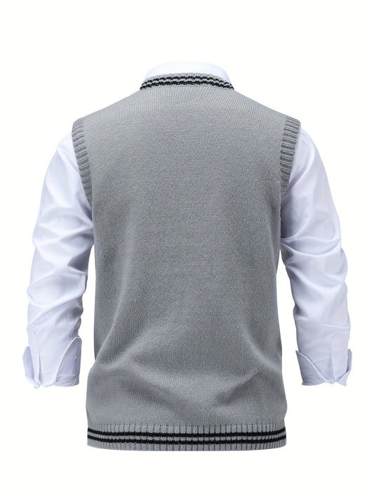 Gideon | Sweter-kamizelka z dekoltem w serek i splotem kablowym 1