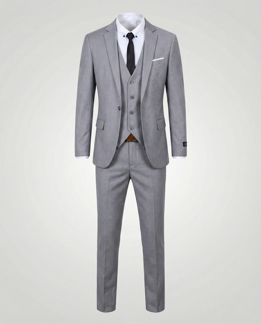 Męski garnitur trzyczęściowy slim fit z kamizelką