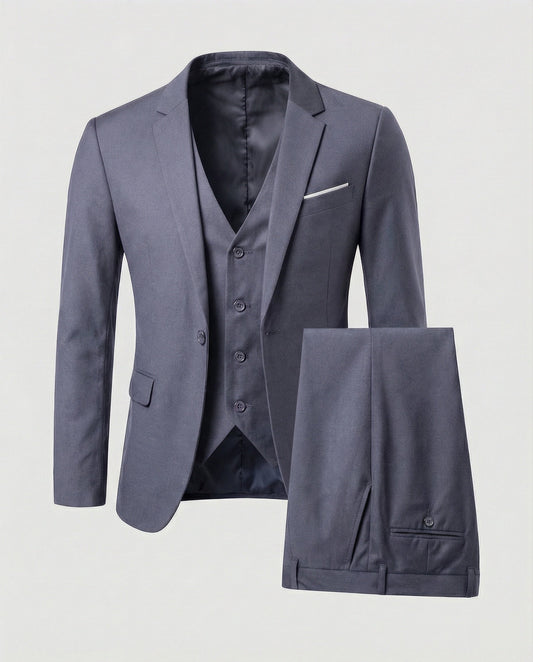 Męski garnitur trzyczęściowy o kroju slim fit