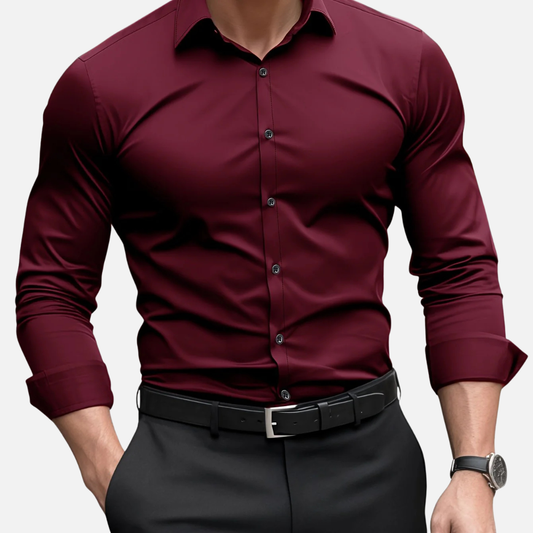 Męska Koszula Wizytowa Slim Fit Z Długim Rękawem Elegancka