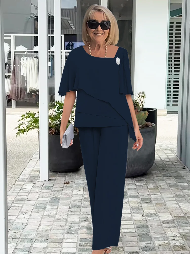 Audrey | Elegancki damski wieczorowy komplet składający się z bluzki i spodni 1