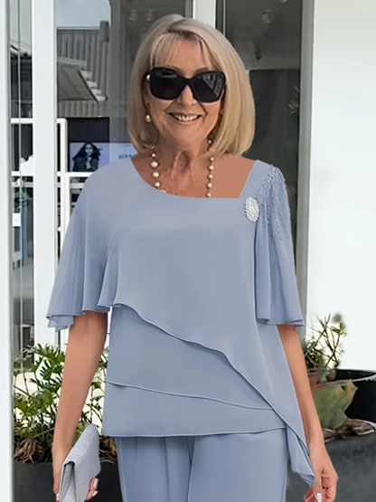 Audrey | Elegancki damski wieczorowy komplet składający się z bluzki i spodni 2