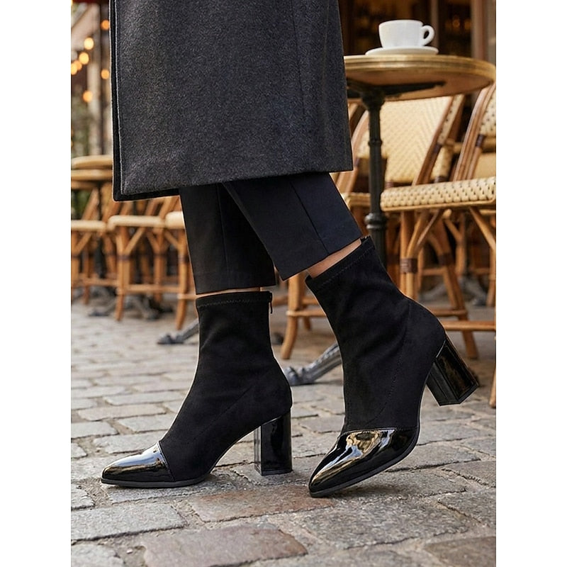Beatrix | Botki do kostki na grubym obcasie z noskiem typu cap-toe 1