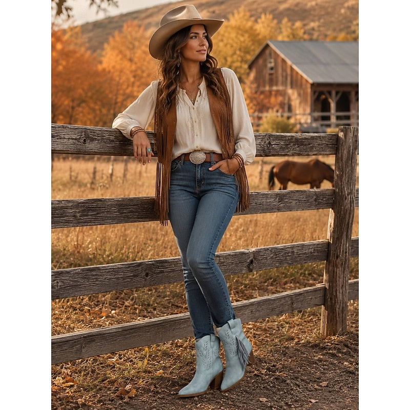 Corinne | Botki w stylu western z frędzlami 7