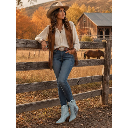 Corinne | Botki w stylu western z frędzlami 7