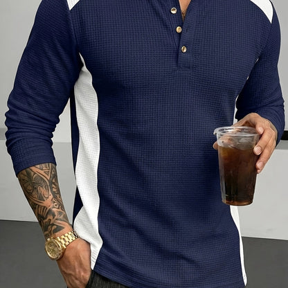 Curtis | Teksturowana koszulka Henley z długim rękawem 10