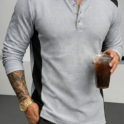 Curtis | Teksturowana koszulka Henley z długim rękawem 11
