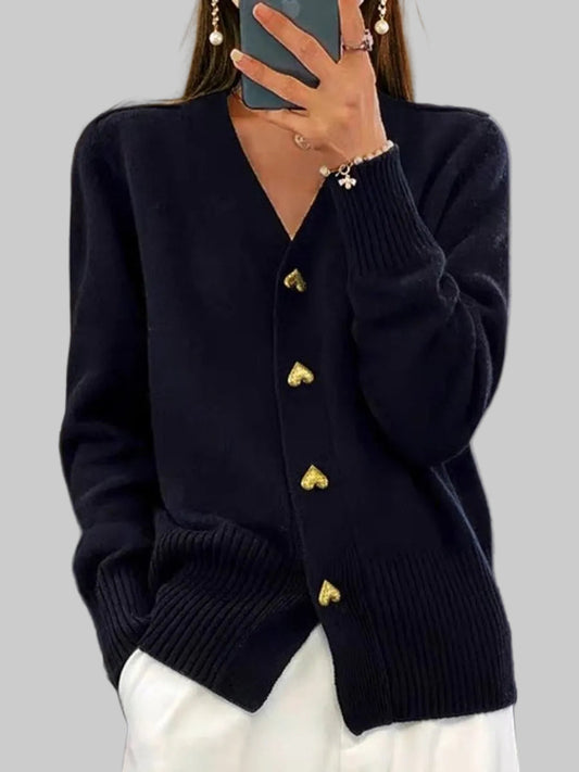 Damski kardigan dzianinowy z guzikami w kształcie serca