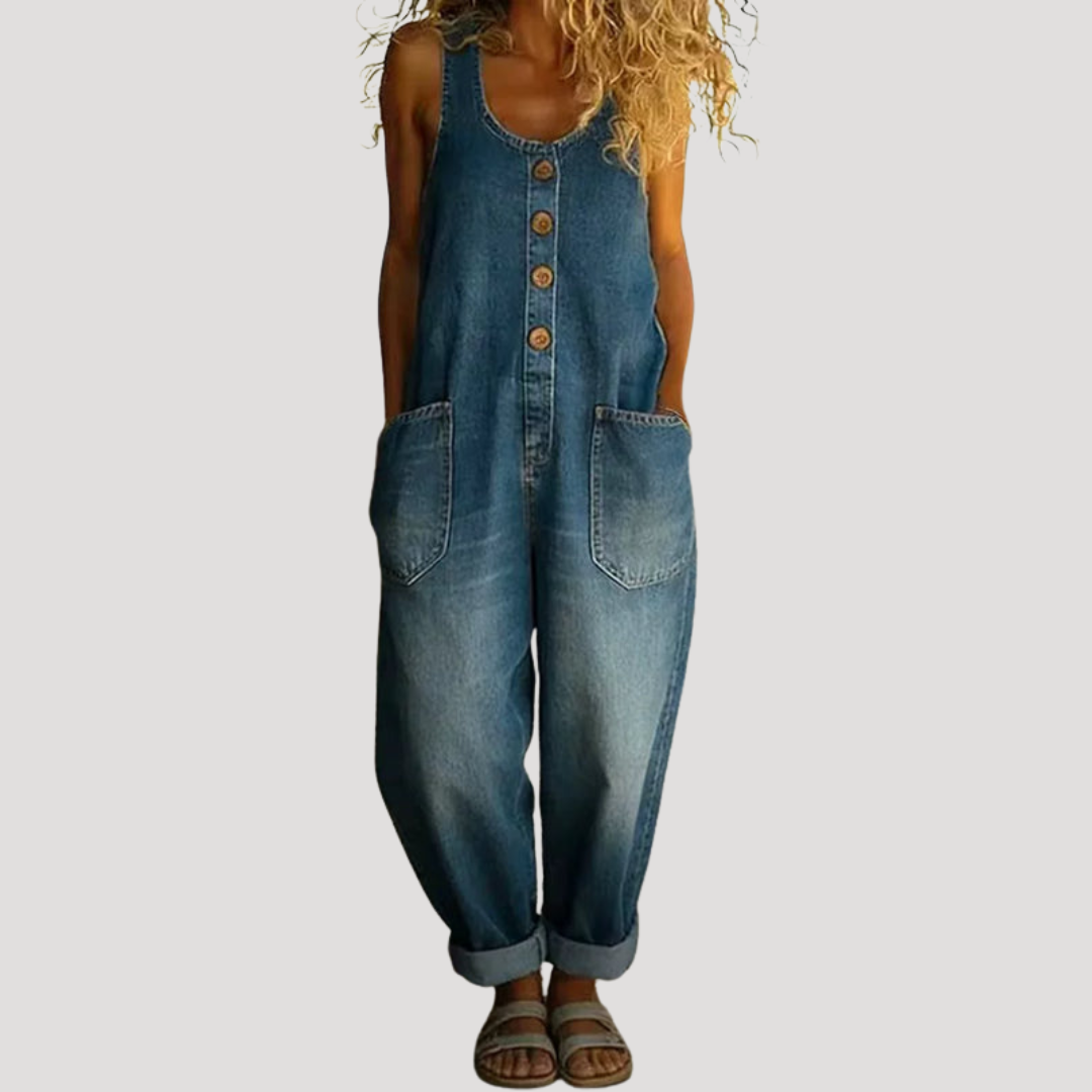 Damskie luźne jeansowe ogrodniczki 2
