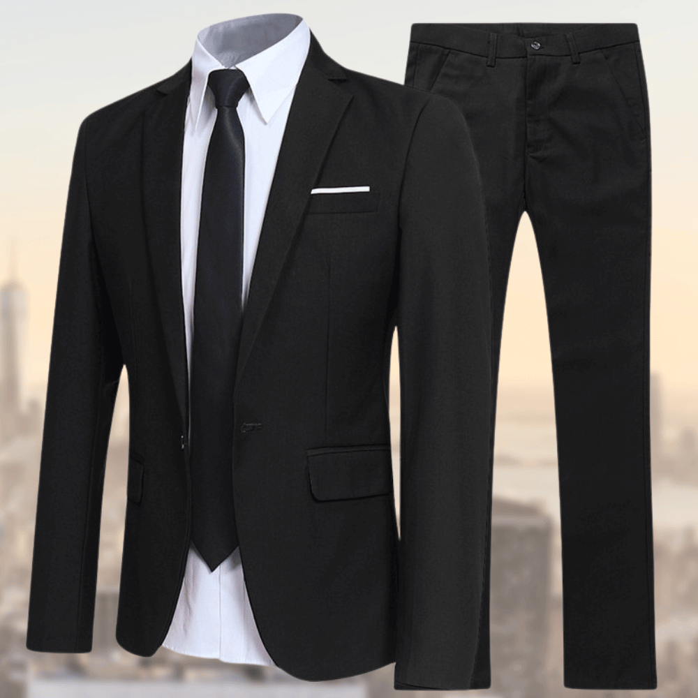 Męski dwuczęściowy garnitur slim fit jednorzędowy