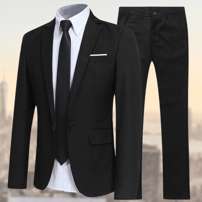 Męski dwuczęściowy garnitur slim fit jednorzędowy