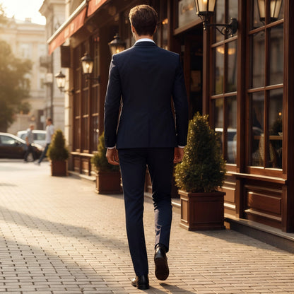 Męski dwuczęściowy garnitur slim fit jednorzędowy