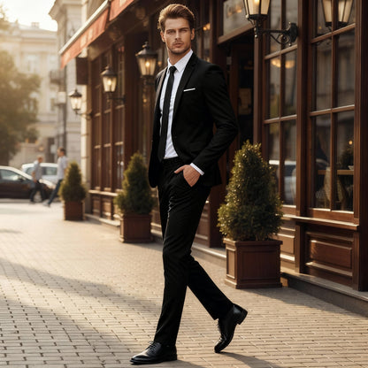 Męski dwuczęściowy garnitur slim fit jednorzędowy