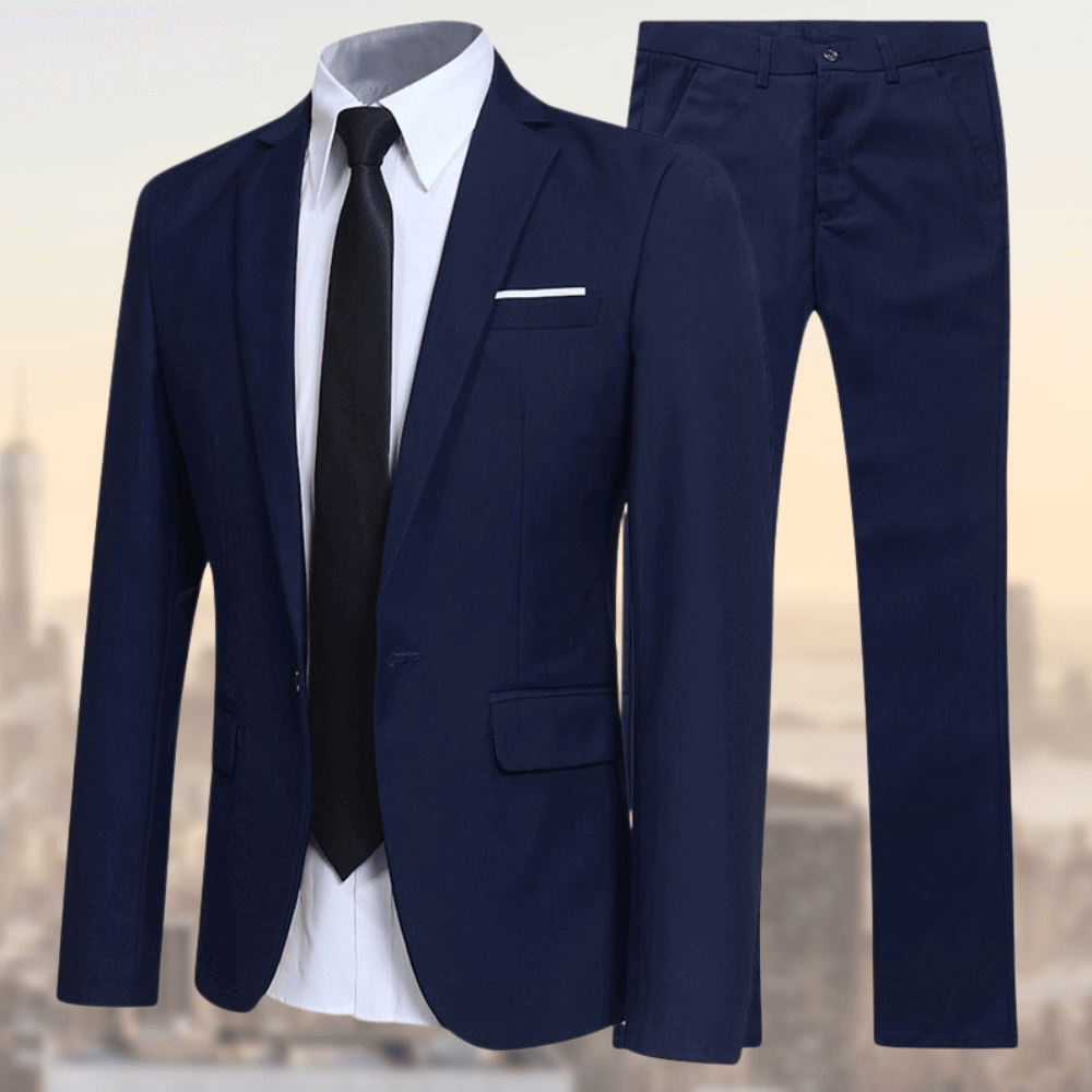 Męski dwuczęściowy garnitur slim fit jednorzędowy
