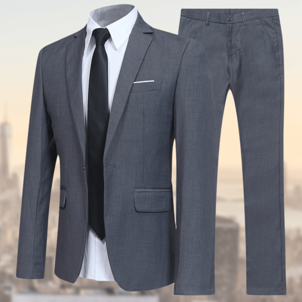 Męski dwuczęściowy garnitur slim fit jednorzędowy