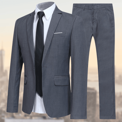 Męski dwuczęściowy garnitur slim fit jednorzędowy