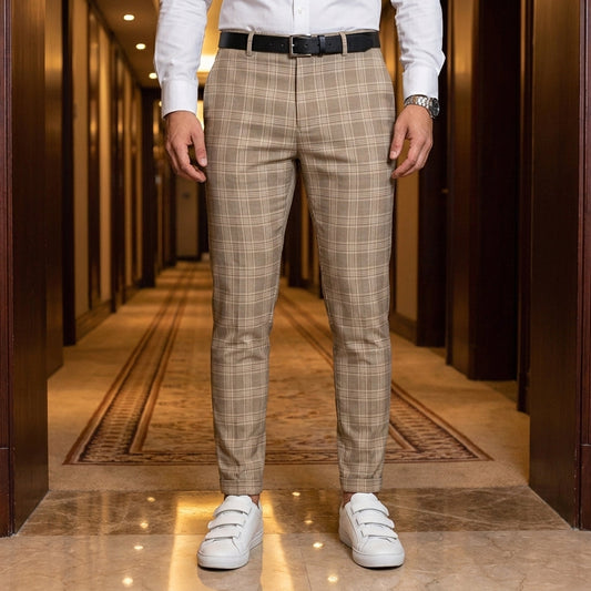 Elounda Slim Fit Plaid Chinos 1