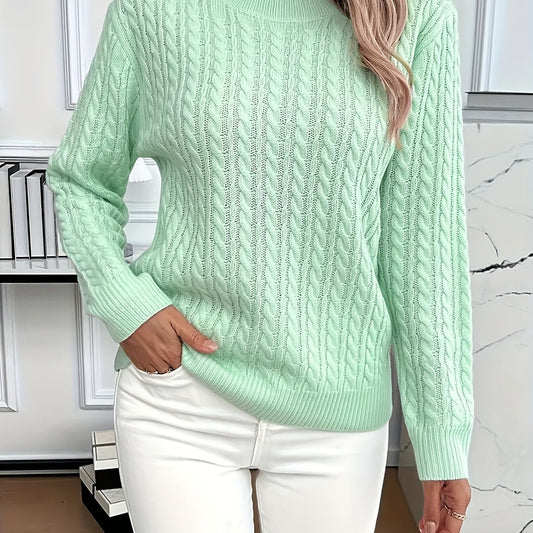 Faye | Sweter z okrągłym dekoltem i splotem kablowym 0
