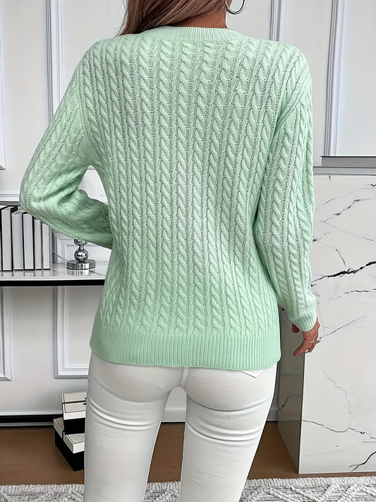 Faye | Sweter z okrągłym dekoltem i splotem kablowym 1