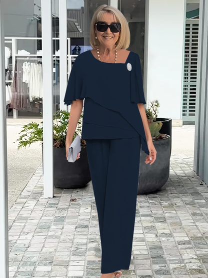 Fioletowy | Elegancki, letni komplet damski 1