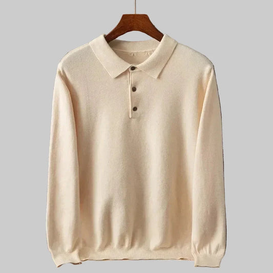 Męski sweter z kołnierzykiem polo i guzikami