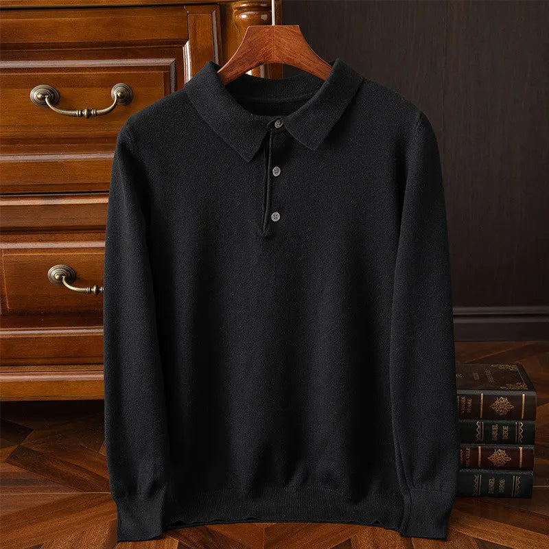 Męski sweter z kołnierzykiem polo i guzikami