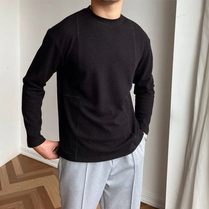 Męski sweter o fakturze dzianiny z okrągłym dekoltem