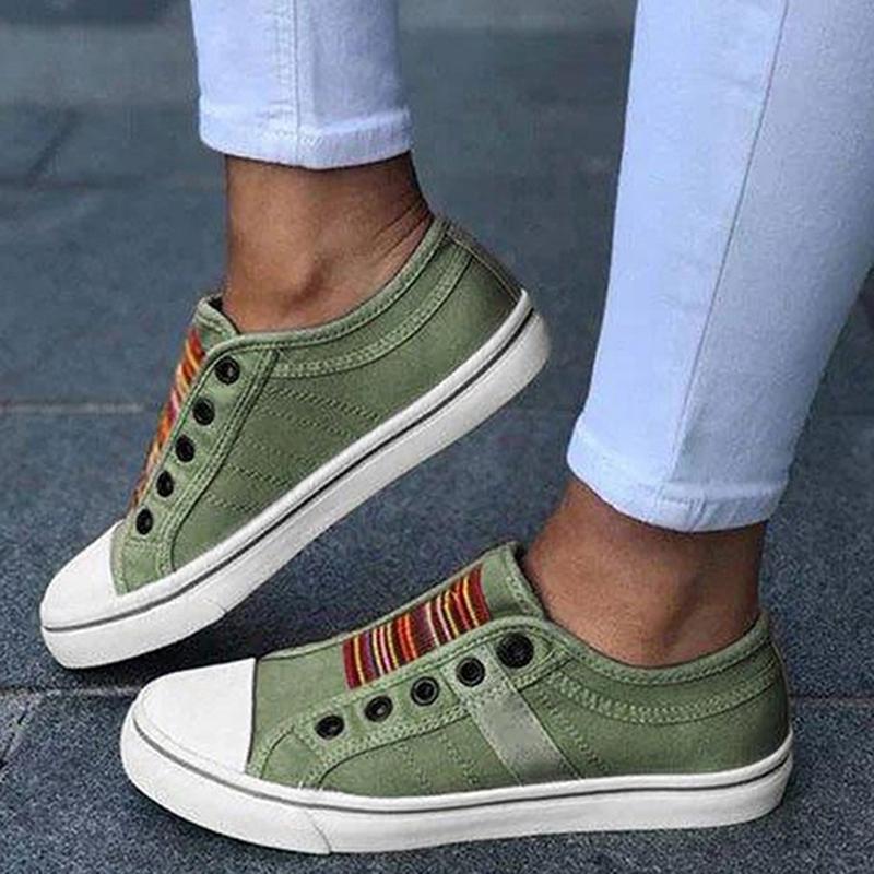Lekkie Tenisówki Damskie Canvas | Wygodne Buty Casual bez Sznurowania 0