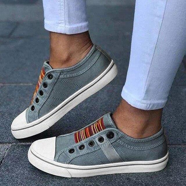 Lekkie Tenisówki Damskie Canvas | Wygodne Buty Casual bez Sznurowania 3
