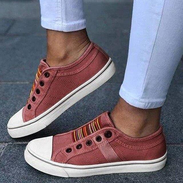 Lekkie Tenisówki Damskie Canvas | Wygodne Buty Casual bez Sznurowania 4
