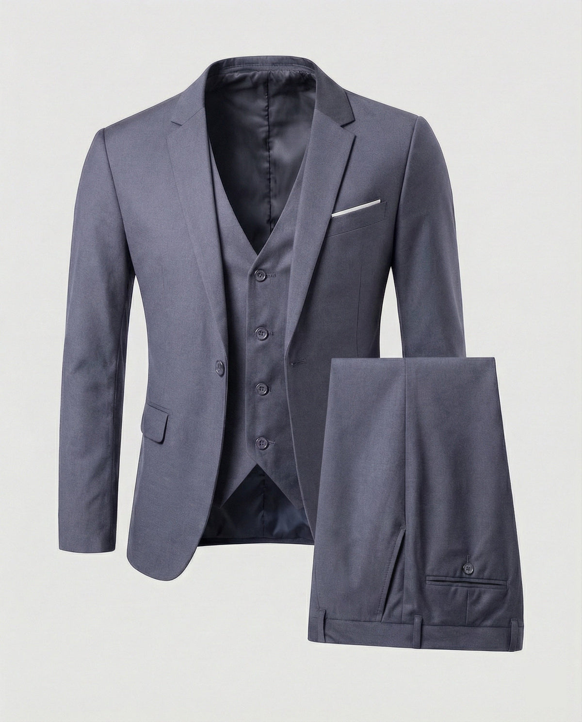 Męski garnitur trzyczęściowy o kroju slim fit