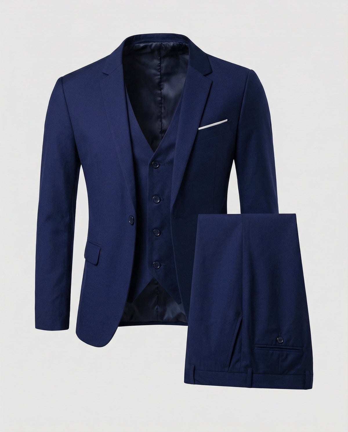 Męski garnitur trzyczęściowy o kroju slim fit