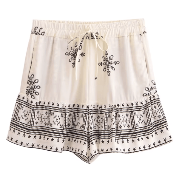 Szorty Ivory Sands Boho z wysokim stanem, ściągaczem i kieszeniami 2