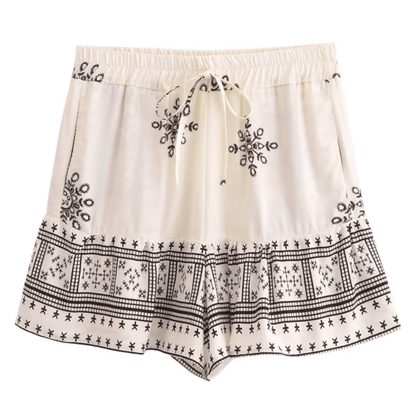 Szorty Ivory Sands Boho z wysokim stanem, ściągaczem i kieszeniami 2
