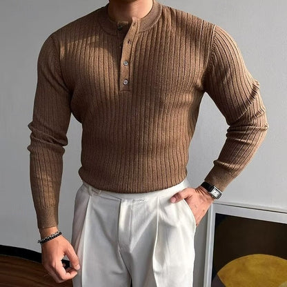 Theo | Prążkowany sweter Henley 0