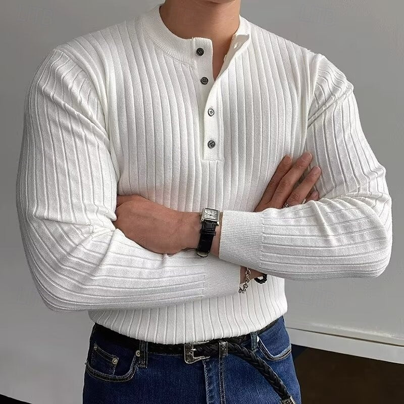 Theo | Prążkowany sweter Henley 3