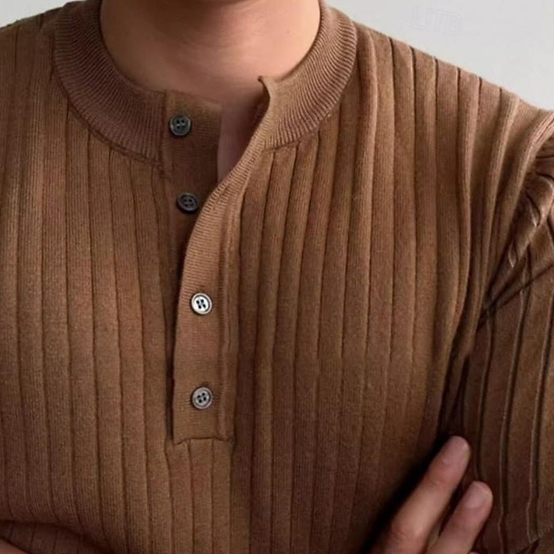 Theo | Prążkowany sweter Henley 5