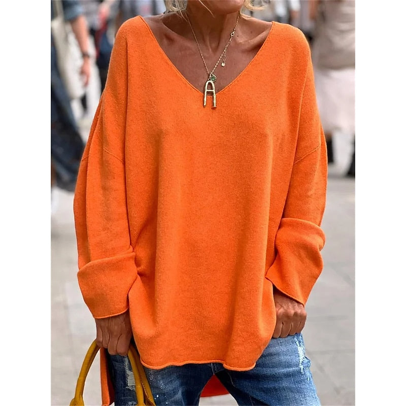 Willow | Luźny sweter z dekoltem w serek 0