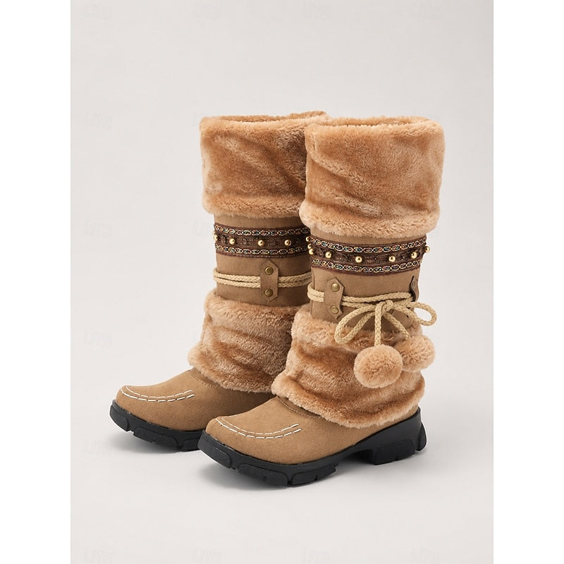 Wren | Przytulne boho zimowe buty do połowy łydki 0